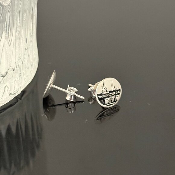 Washington, D.C. Earrings S925 Sterling Silver Handmade Ear Stud - Picture 2 of 3